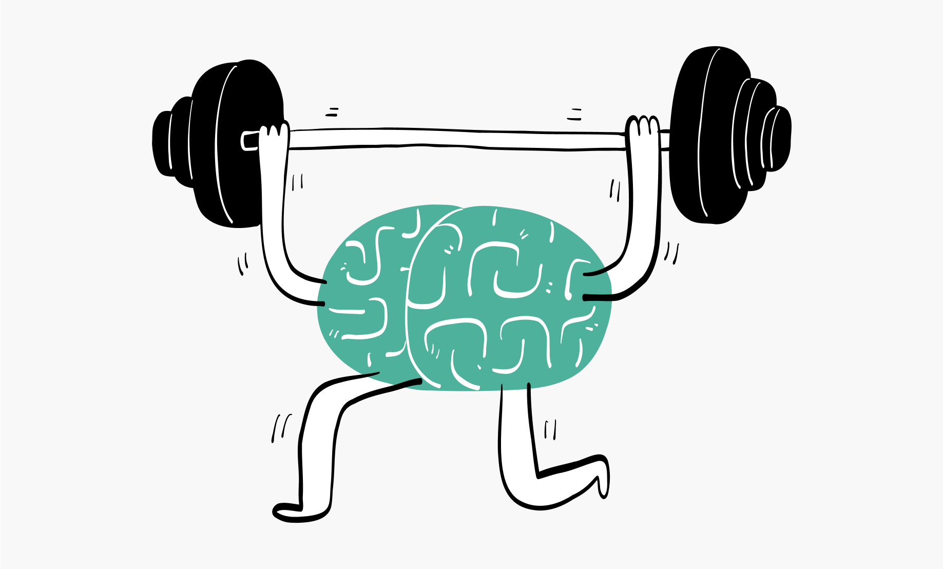 Illustration av hjärna som lyfter vikter